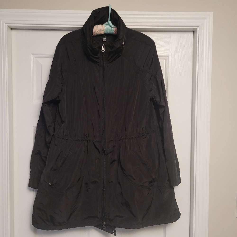 Black Hooded Rain Jacket